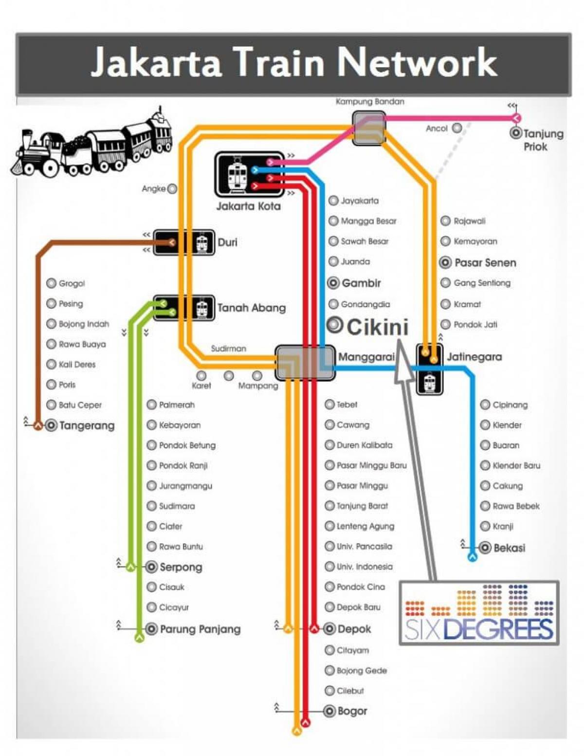 mapa Jakarta tren geltokia